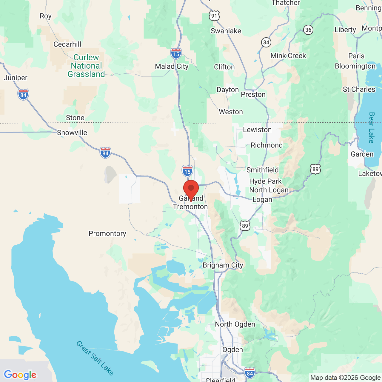 Google map image of our location in 1335 S Main St Garland, UT